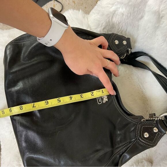 Coach Woman Black Leather Madison Maggie 3 Section Hobo Shoulder Tote Bag 14336 - Picture 14 of 17